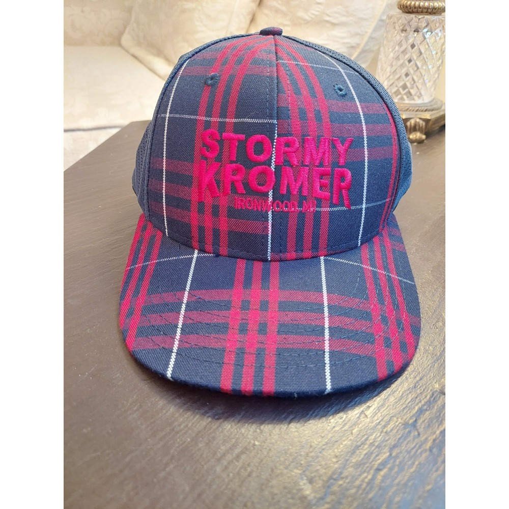 Stormy Kromer Blue Red Plaid Snapback/Trucker Cap Hat Made in USA One Size NEW!